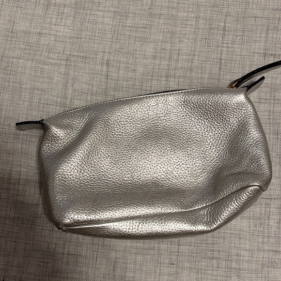 Boden metallic silver leather cosmetics zip pouch - Picture 2 of 12